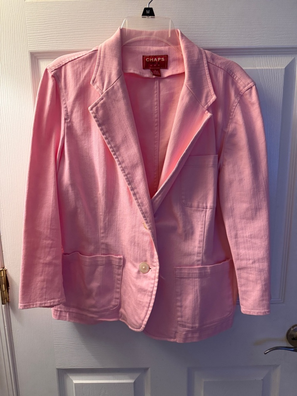 Chaps Pink Cotton Blazer Jacket - Notch Lapel